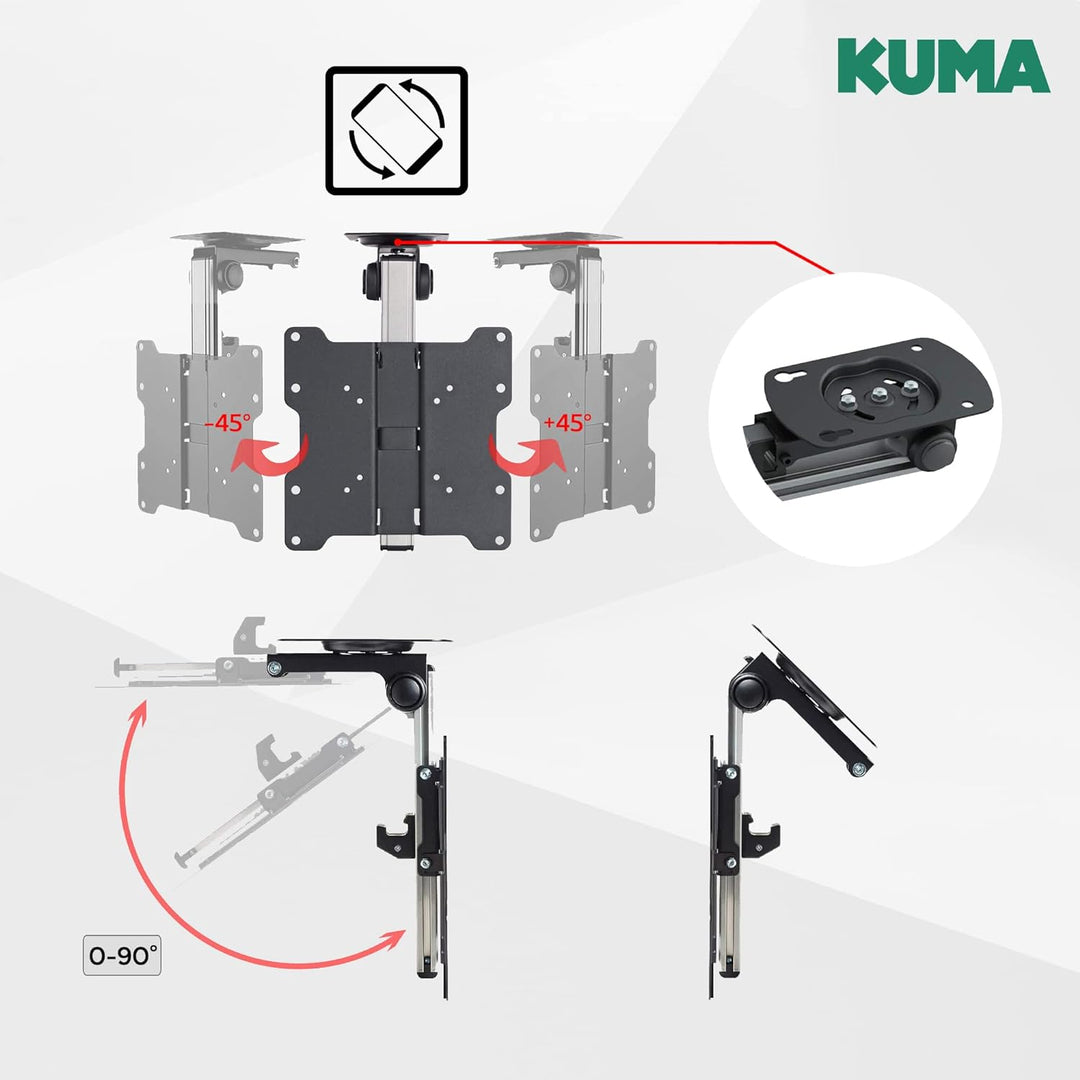 KUMA TV Halterung – Tilt Swivel Down VESA Halterung für Kurven- und Flachbildfernseher – Universal F