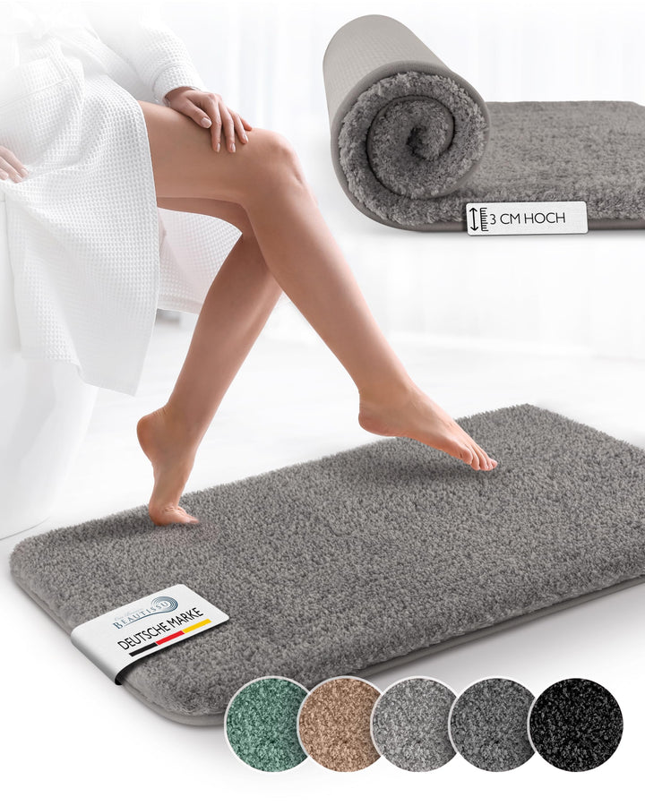 Beautissu Badematte rutschfest 100x60 cm – Duschvorleger Hochflor Badteppich rutschfest Waschbar Sha