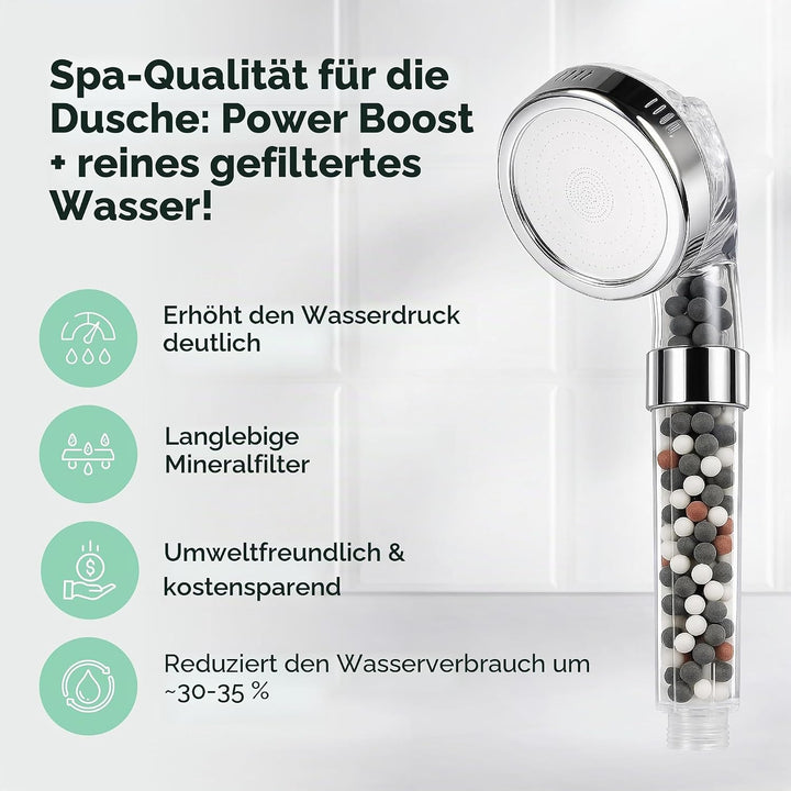 Original StoneStream® EcoPower Duschkopfsystem — Spa wie Ionenfilter zum Aufweichen &amp; Sparen von Was