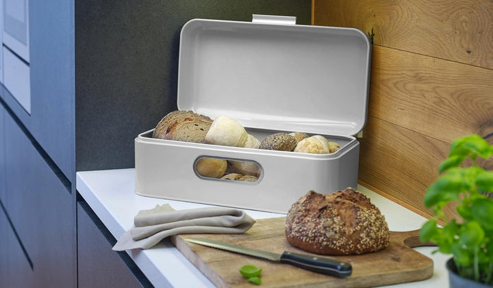 Echtwerk stilvoller Brotkasten, Retro-Brotbox aus Metall mit Sichtfenster, Platzsparende Aufbewahrun