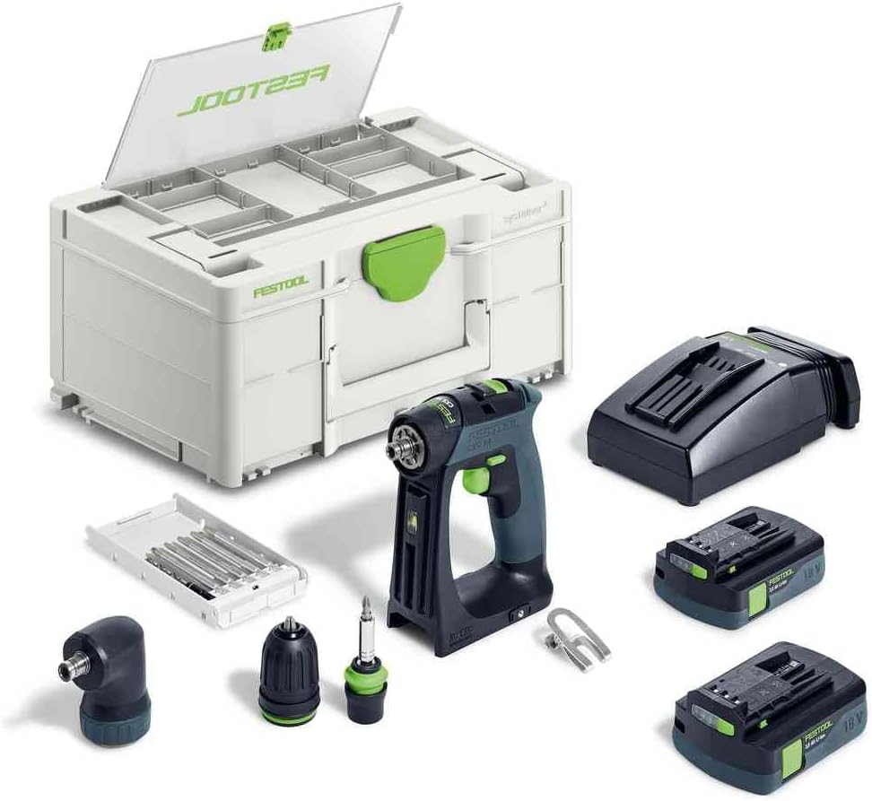 Festool – Akku-Bohrschrauber CXS 18 C 3,0-Set mit Akkupacks + Schnellladegerät + Magnet-Bithalter +