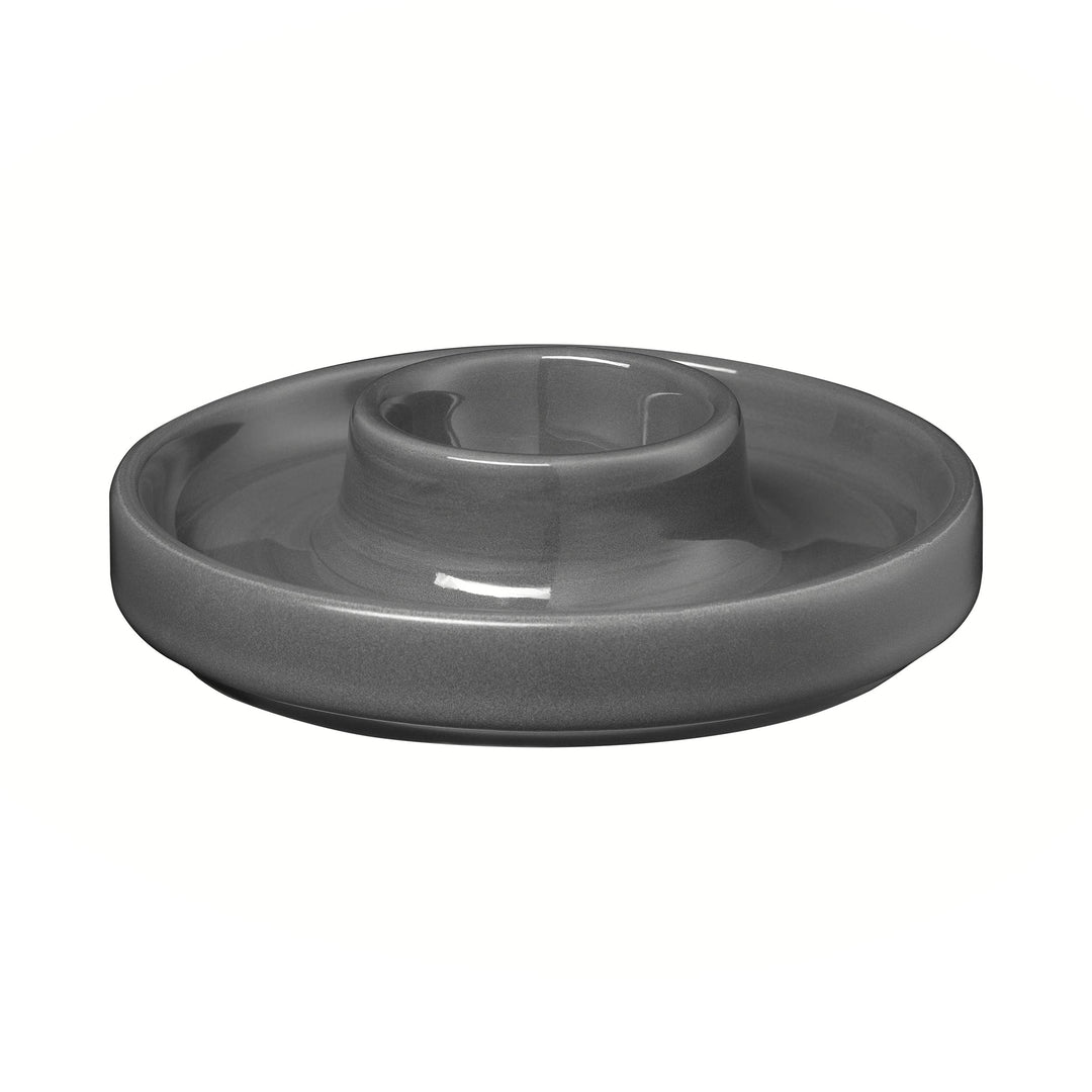 blomus -PILAR- 2er Set Keramik Eierbecher mit Ablage, Eierhalter, Eierständer, stapelbar, Farbe Pewt