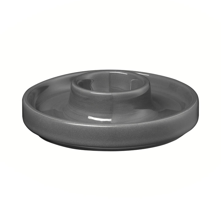 blomus -PILAR- 2er Set Keramik Eierbecher mit Ablage, Eierhalter, Eierständer, stapelbar, Farbe Pewt