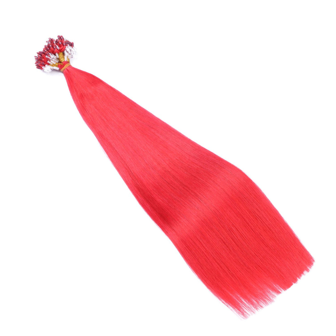 Micro-Ring/Loop Hair Extensions (#RED - 60 cm - 300 Strähnen - 0,5g) 100% Remy Echthaar Haarverlänge
