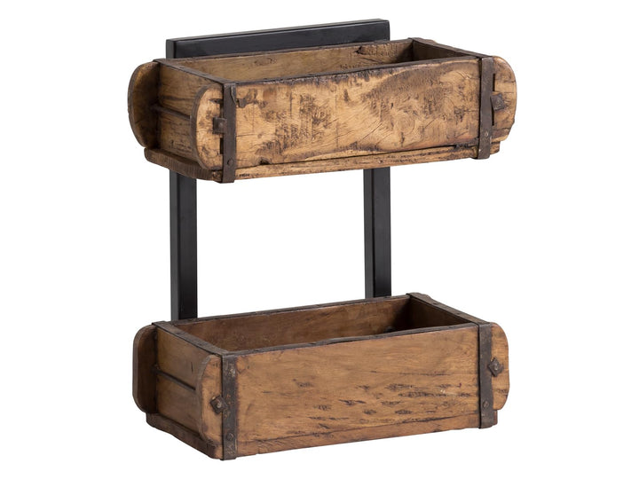 Woodkings Wandregal Ziegelform 2er Altholz Metall Wandderoration Aufbewahrungsbox Backsteinform rust