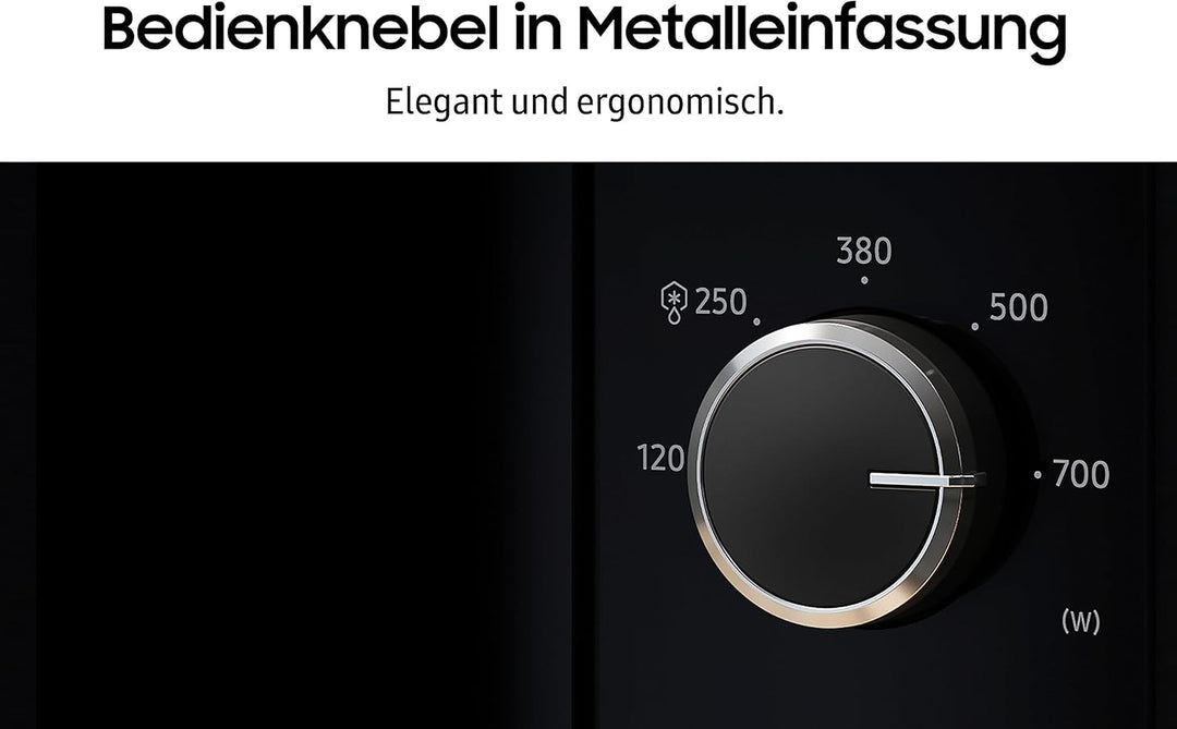Samsung Solo-Mikrowelle, 700 W, Epoxy-Garraum mit 20 l Volumen, 5 Leistungsstufen, Defrost, Weiss/Sc