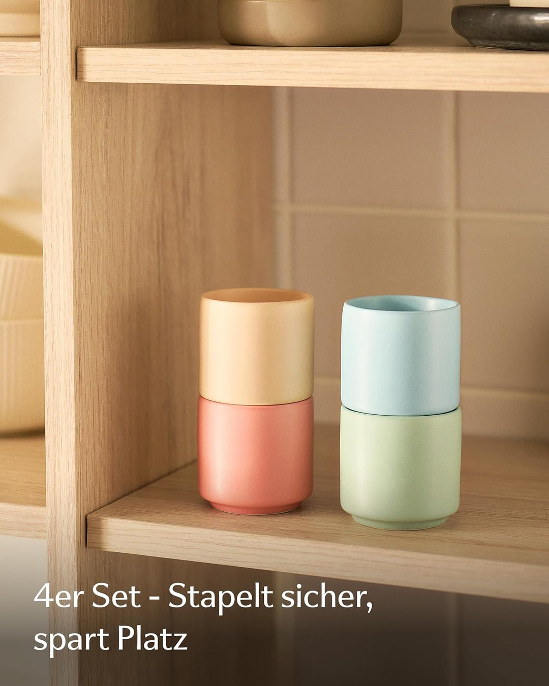 Cosumy 4er Set Espressotassen Bunt Pastell 80ml – Espressobecher – Keramik | Handgefertigt, dickwand