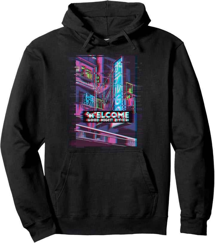 Vaporwave Aesthetic Glitch Style Welcome Pullover Hoodie