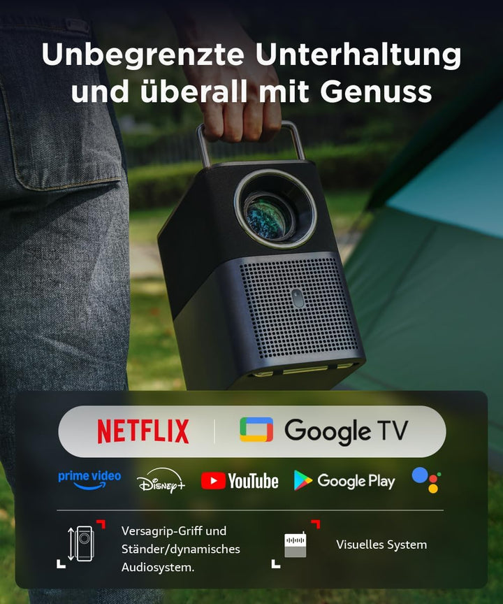 TCL A1s MTV-Projektor, 600 ISO-Lumen, 1080P tragbarer Projektor, Lizensiert von Netflix, WLAN und Bl