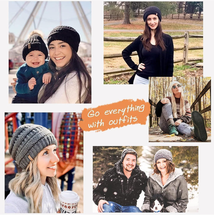 FURTALK Damen Beanie Mütze Warme Wintermütze mit Weichem Innenfutter Gefütterte Strickmütze Einheits