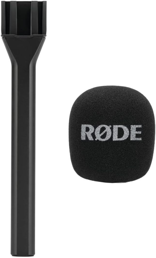 Rode Interview GO Mikrofon-Handadapter für Wireless GO + keepdrum WSBW Fell-Windschutz RØDE Intervie