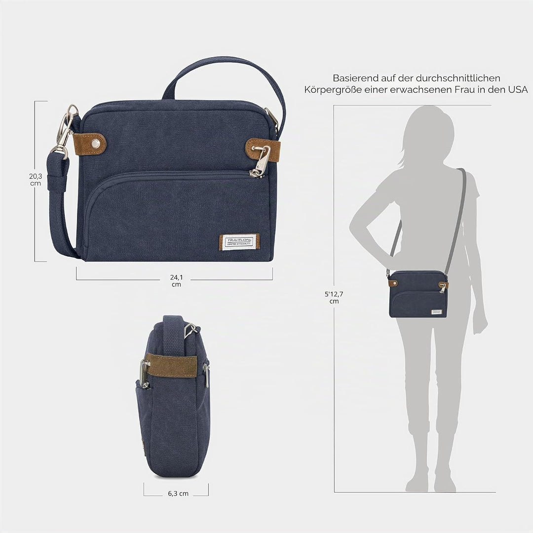 Travelon Anti-Diebstahl Heritage Crossbody-Tasche Marineblau, Marineblau