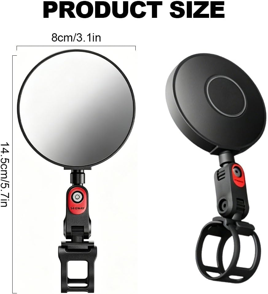 2 Stück Rückspiegel für Roller, Verstellbare Rückspiegel, E-Scooter Rückspiegel, 360° Verstellbarer