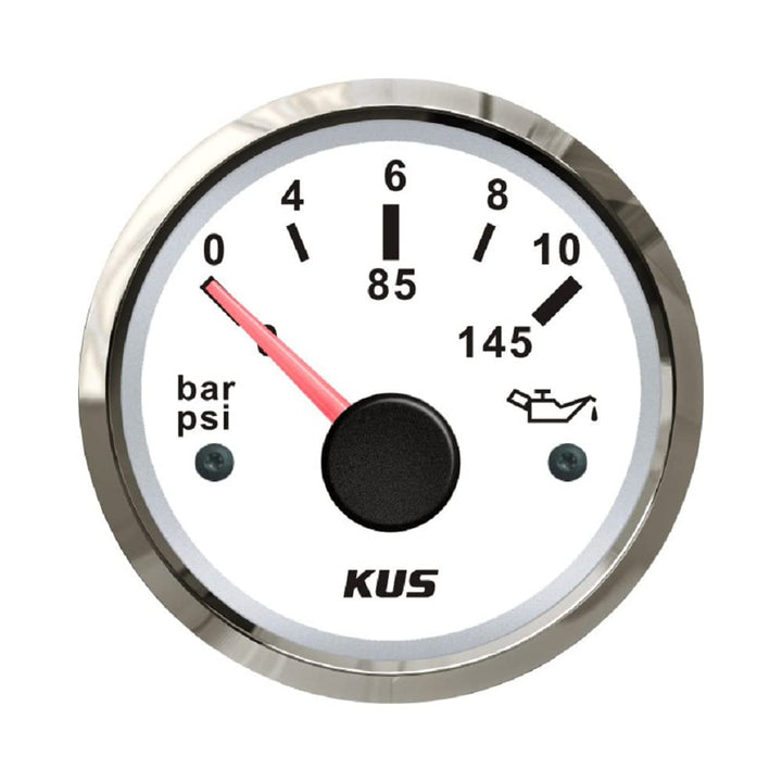 KUS Warranted Oil Kraftstoff Manometer Meter 0-10Bar 0-145PSI Mit Hintergrundbeleuchtung 12V / 24V 5