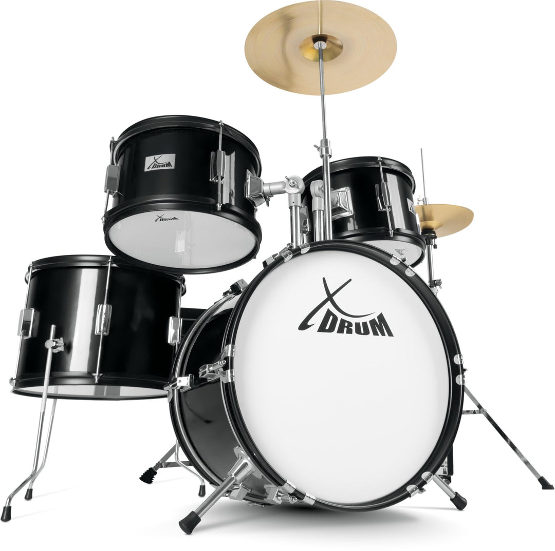 XDrum Junior Pro Kinder Schlagzeug Black - geeignet von 5-9 Jahren - Drumset mit komplettem Zubehör