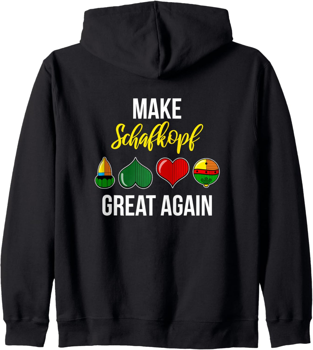 make Schafkopf great again Outfit mit bayrischen Kartenblatt Kapuzenjacke
