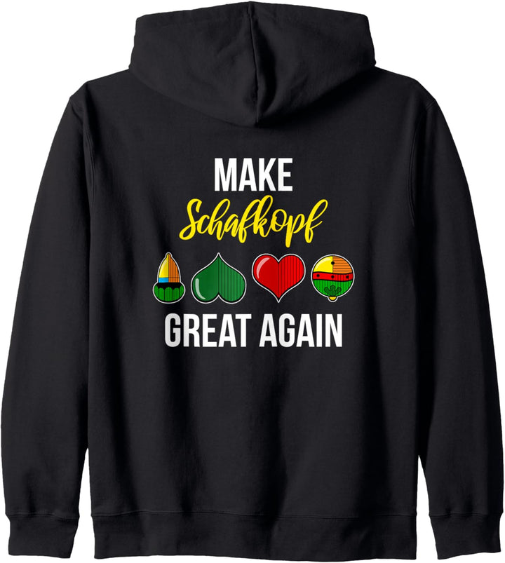 make Schafkopf great again Outfit mit bayrischen Kartenblatt Kapuzenjacke