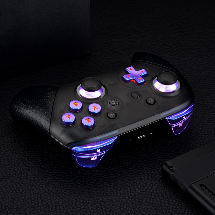 eXtremeRate DTFS LED Tasten Set für Switch pro Controller, 9 Farb-Modi 6 Separat-Tasten-Bereiche Con