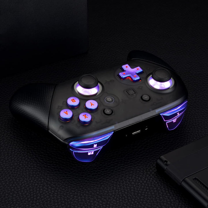 eXtremeRate DTFS LED Tasten Kit für NS Switch Pro Controller, 9 Modi 6 Bereiche Leucht Thumbsticks D