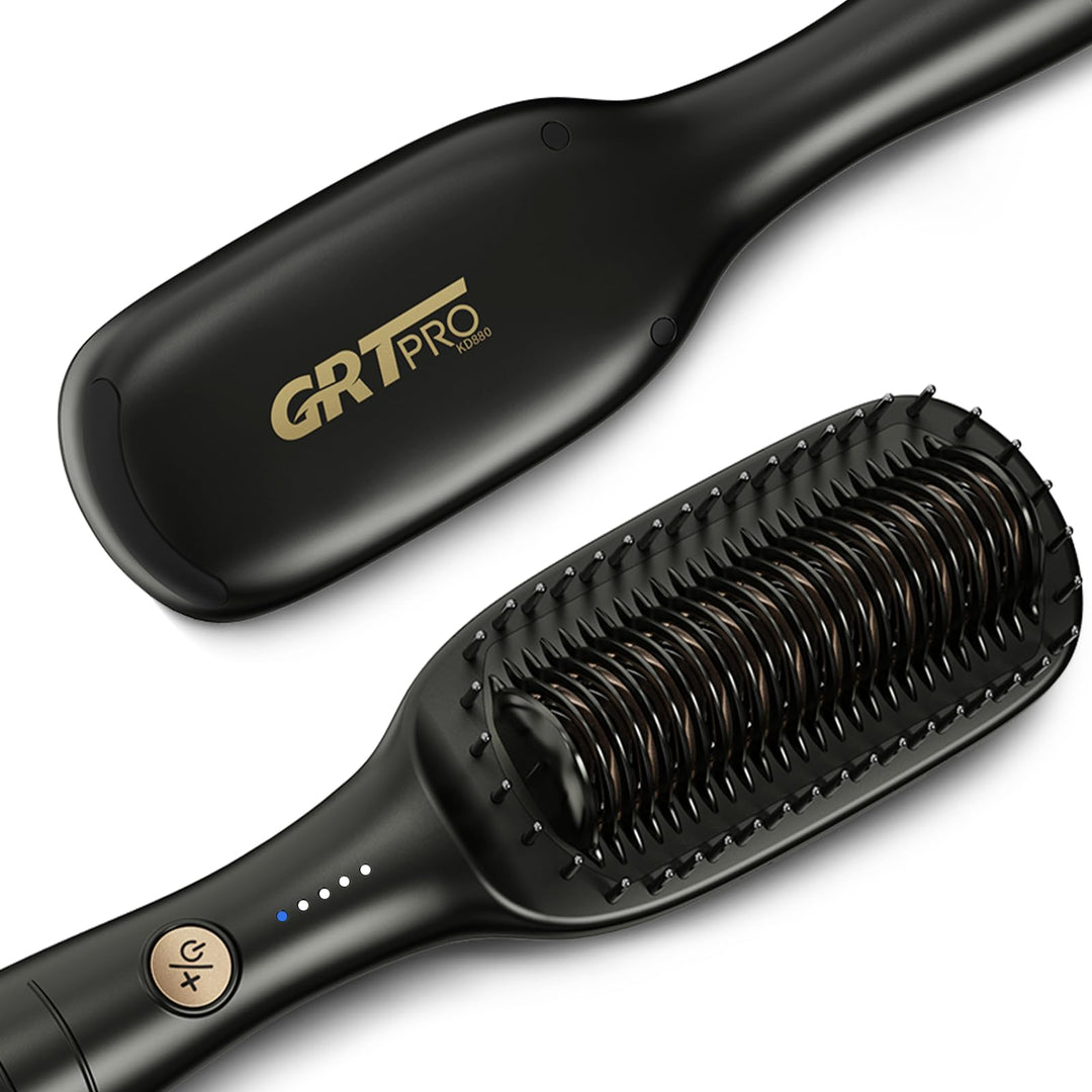 Glättbürste Breit Glätteisen Breit Extra 51mm, Glättungsbürste & Haarglätter Professioneller 2 in 1,