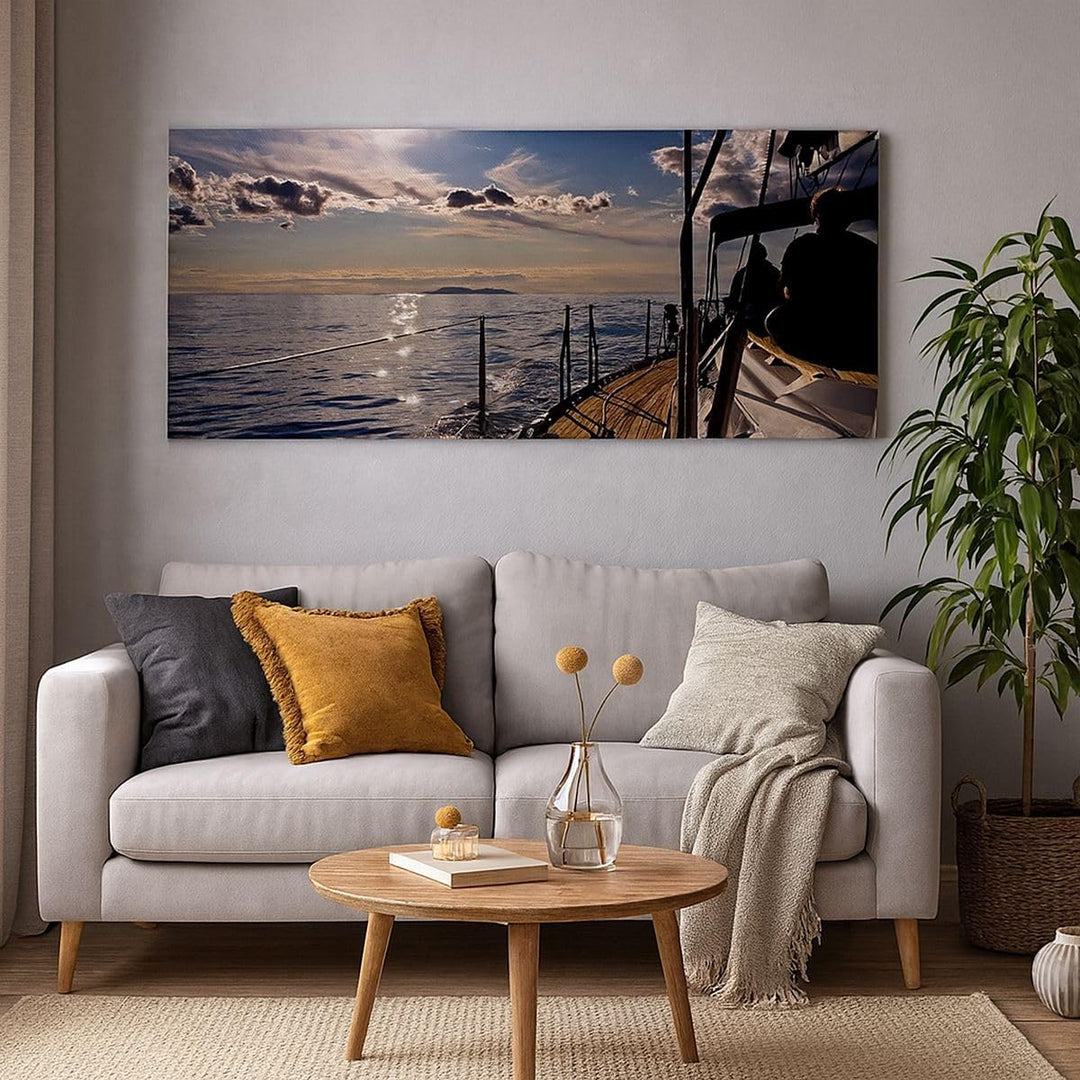 Wandbilder Dekoration Wohnzimmer Kroatien Yacht Segeln Segelboot Panorama Bilder auf Leinwand 120x50