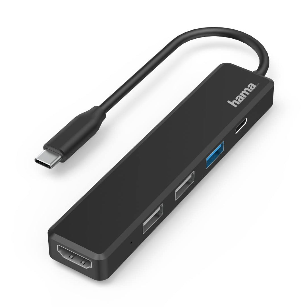 Hama USB C Hub, 5 Anschlüsse (USB C Adapter mit 480 Mbit/s High Speed, HDMI Splitter für 4K Qualität