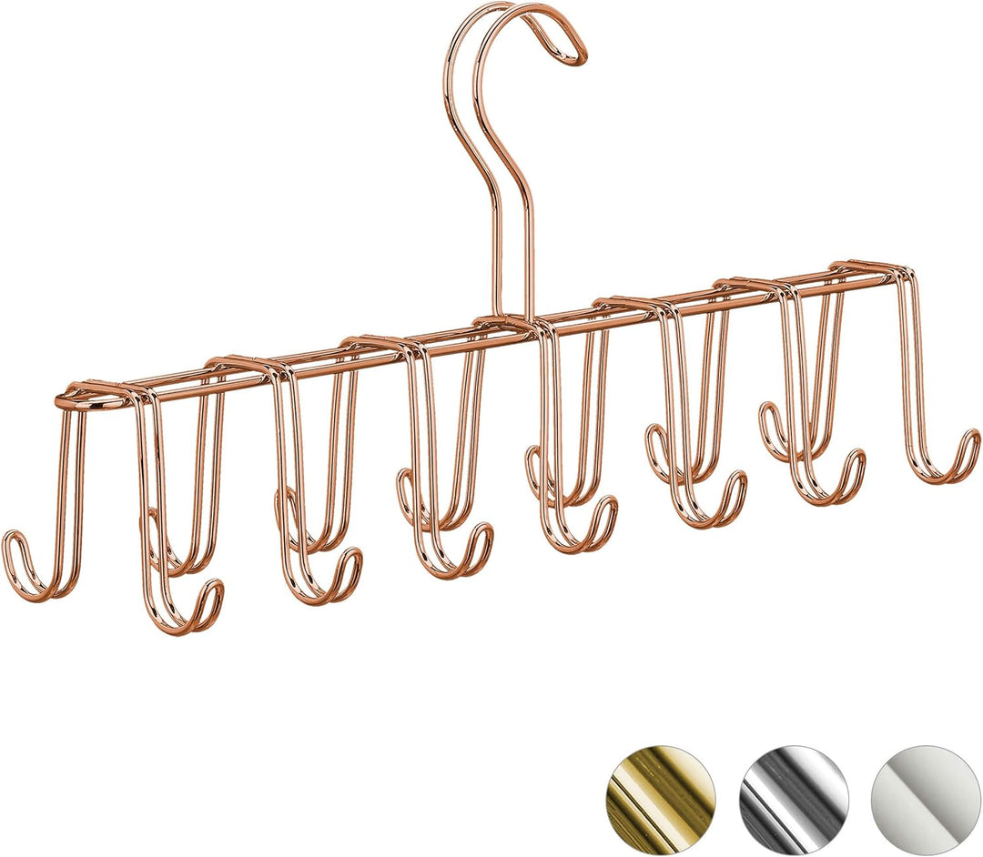 Relaxdays 5 x Gürtelhalter, Krawattenhalter aus Metall, platzsparend, je 14 Haken, Krawatten & Gürte
