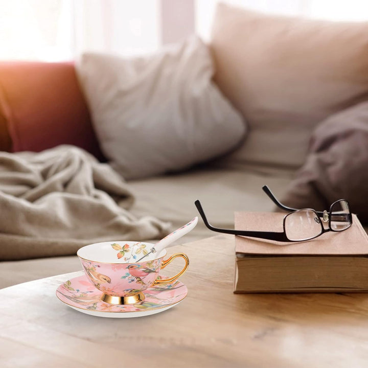 Tassen Untertassen Set Cappuccino Tassen Kaffeetassen Porzellantasse Keramische Teetasse mit Löffel