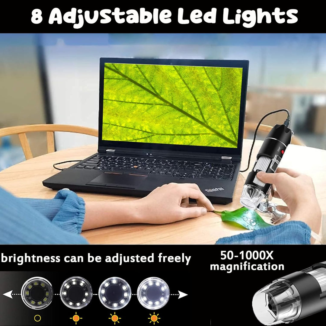 USB Digital Mikroskop - XRR Handheld 50-1000x WiFi Mikroskop, Vergrösserung Endoskop Kamera 8 LED Mi