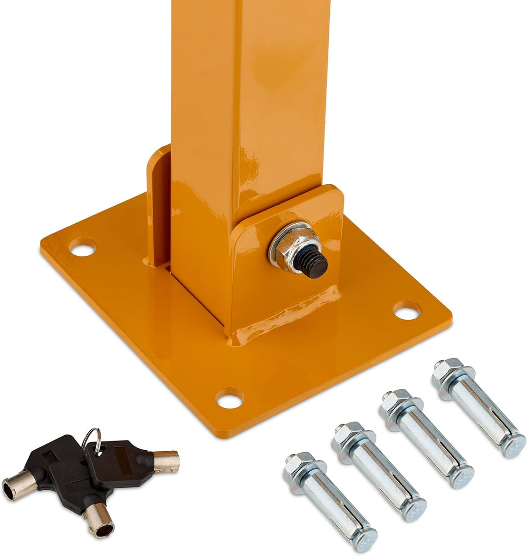 Relaxdays Absperrpfosten, klappbar, Stahl, Parkplatz Absperrung, H: 65 cm, abschliessbar, Parkpfoste