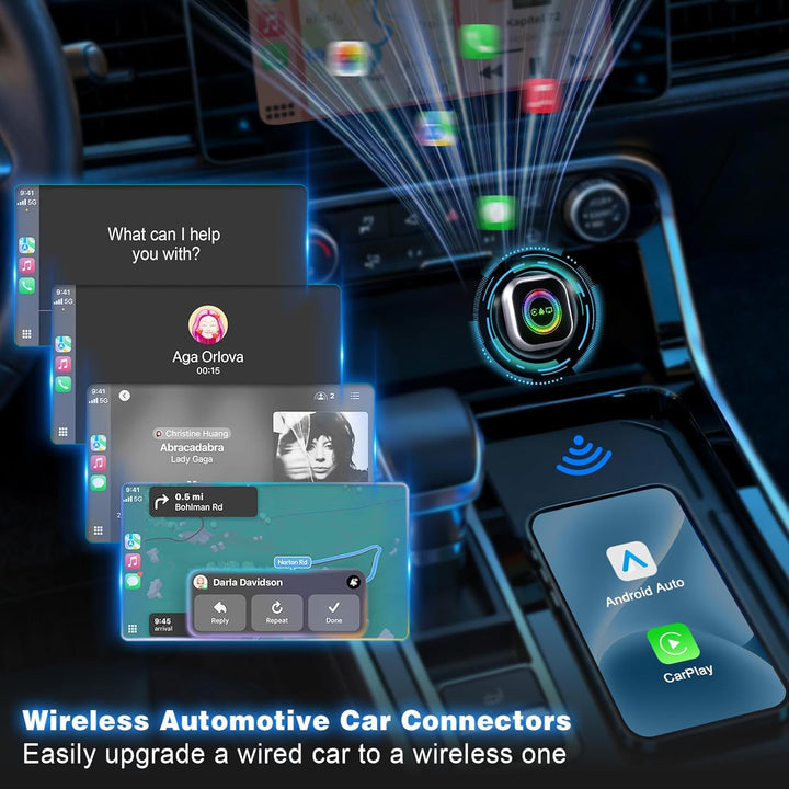 Wireless CarPlay Adapter, 3 in 1 Android Auto&Carplay Wireless Adapter mit Airplay(nur iOS18+), Upgr