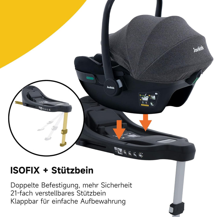 Jovikids Babyschale, Stufenlos verstellbare Liegeposition, Gruppe 0/0+ (40-87 cm) Baby Autositz mit