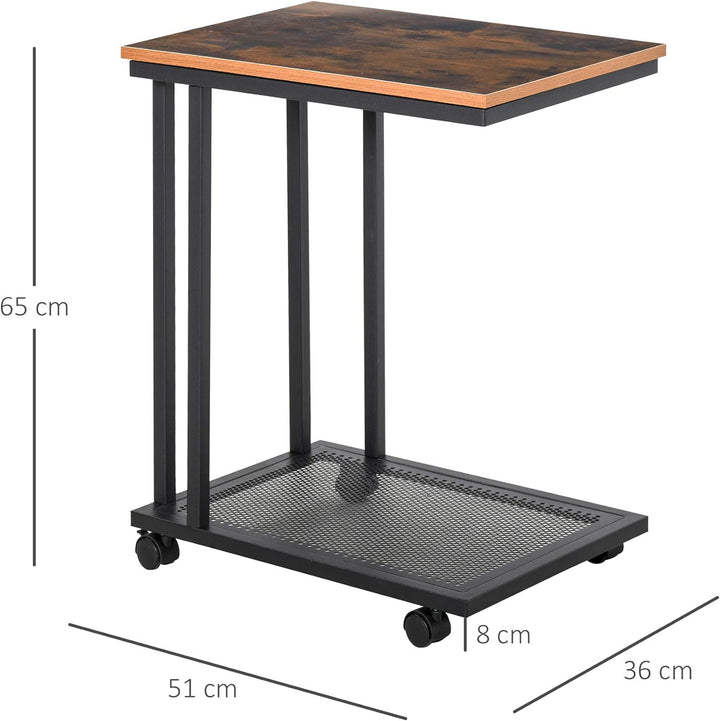 HOMCOM Beistelltisch C-Form Rollwagen Servierwagen Laptoptisch Sofatisch Beistelltisch Nachttisch Be