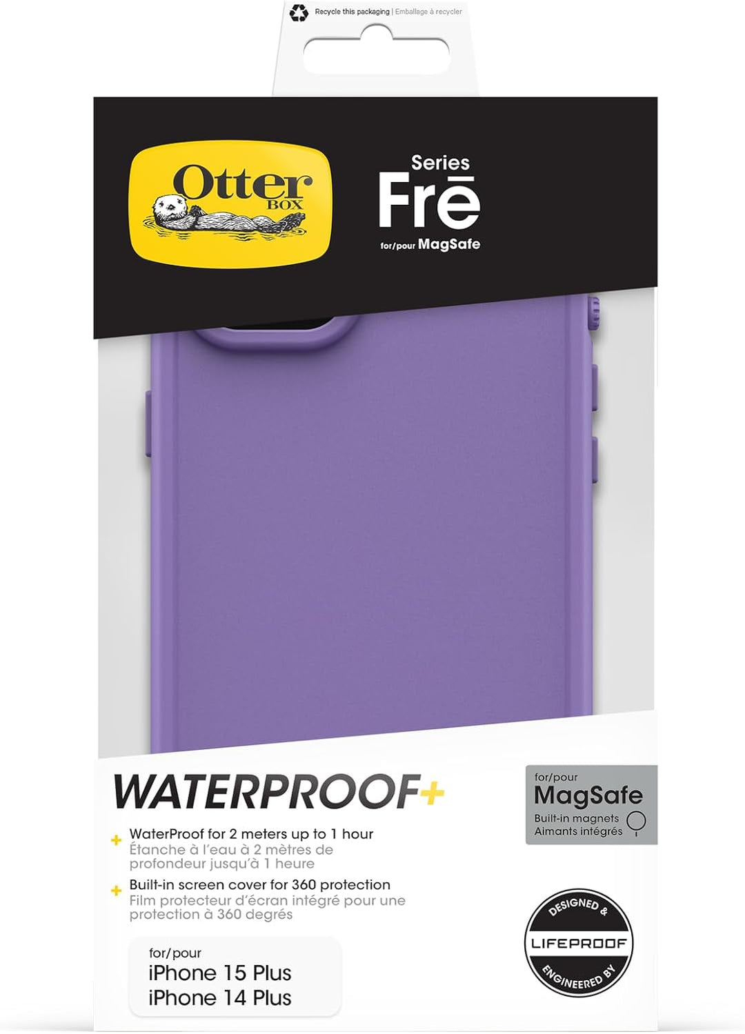 OtterBox Fre Hülle für iPhone 15 Plus für MagSafe, Wasserdicht (IP68), stossfest, schmutzabweisend,