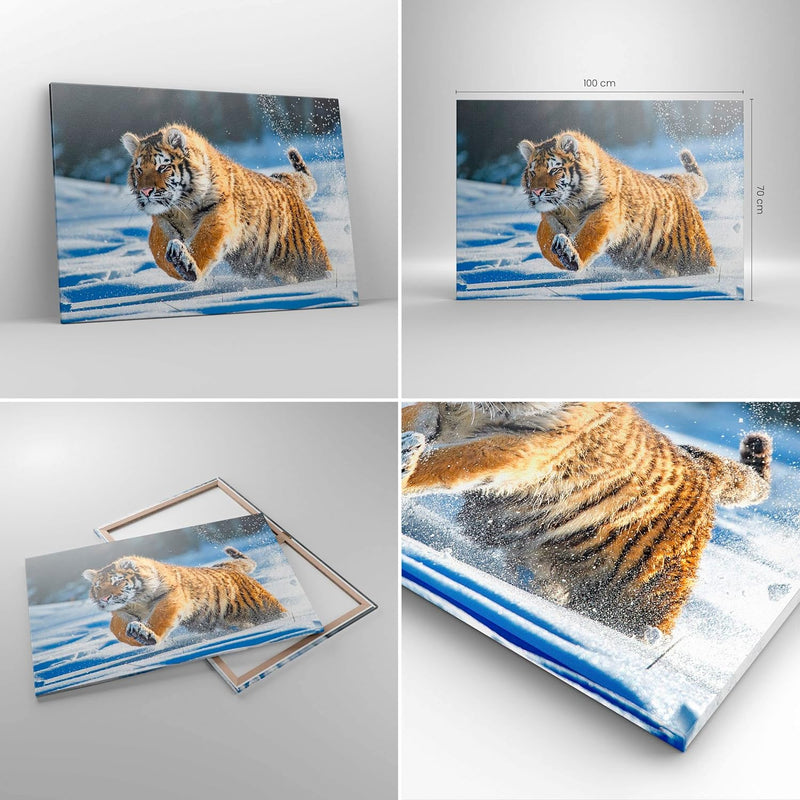 ARTTOR Bilder auf Leinwand 100x70cm Leinwandbild mit Rahmen tiger tier Gross Wanddeko Bild Schlafzim