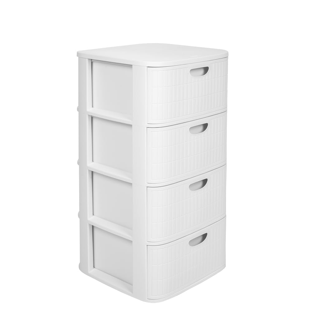 Kreher® XL Rollbarer Schubladenschrank Rollcontainer Nischenschrank aus Kunststoff in Rillen-Optik m