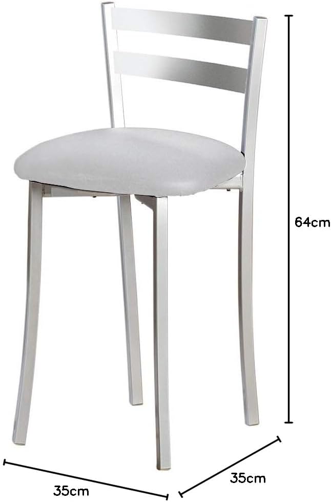 ASTIMESA Zwei Küchenhocker mit Rückenlehne, Metall, Kunstleder, Grau, Sitzhöhe: 45 cm (TABFRGR), Gra