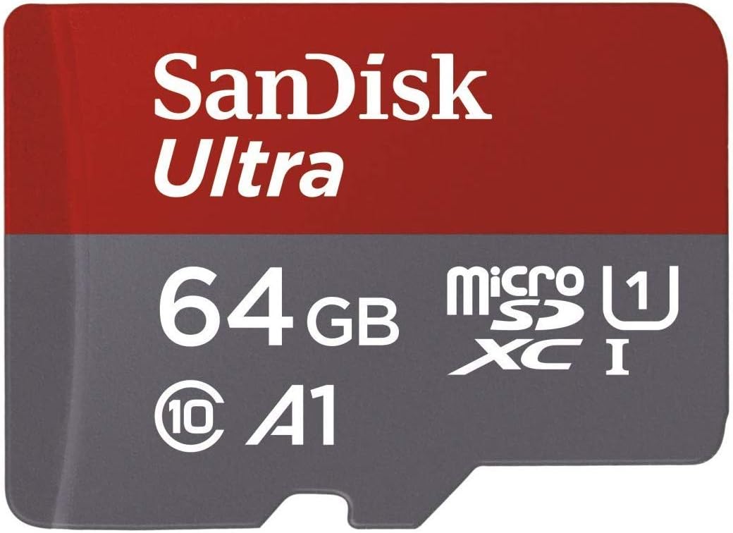 SanDisk Ultra 64 GB microSDXC Memory Card + SD Adapter with A1 App Performance Up to 100 MB/s, Class