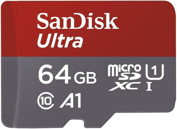 SanDisk Ultra 64 GB microSDXC Memory Card + SD Adapter with A1 App Performance Up to 100 MB/s, Class