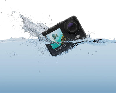 Lamax W7.1 REAL 4K 30fps Action Cam mit Stabilisierung, Unterwasserkamera, Camcorder mit Dual Displa