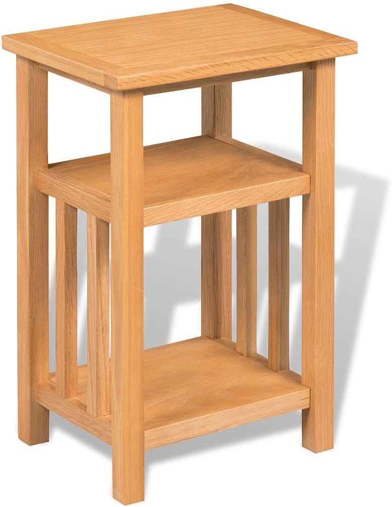 vidaXL Beistelltisch Couchtisch mit Zeitungsablage Eiche Massiv 27 x 35 x 55 cm