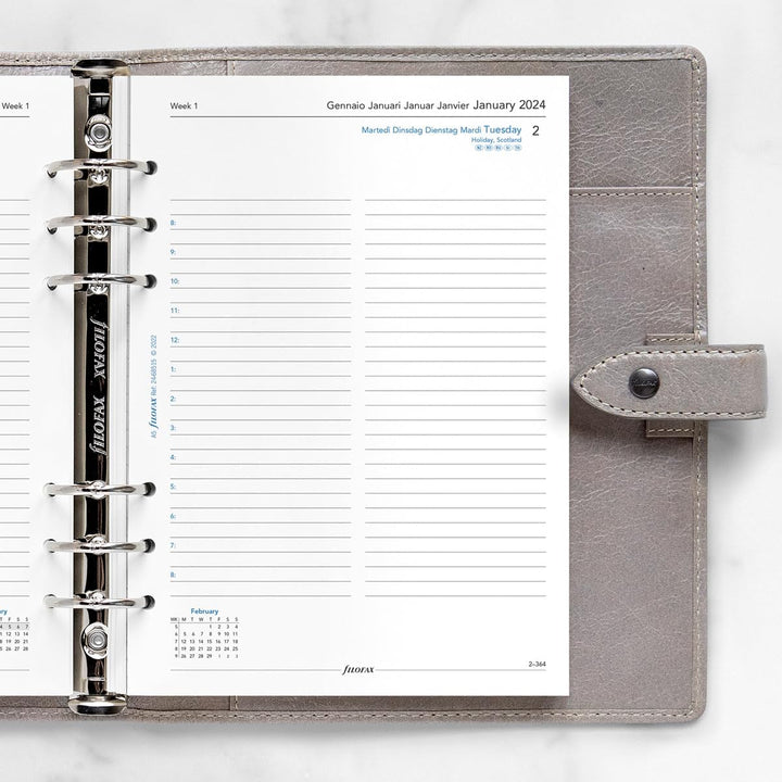 Filofax A5 Tag pro Seite 5 Sprachen Terminplaner – 2024