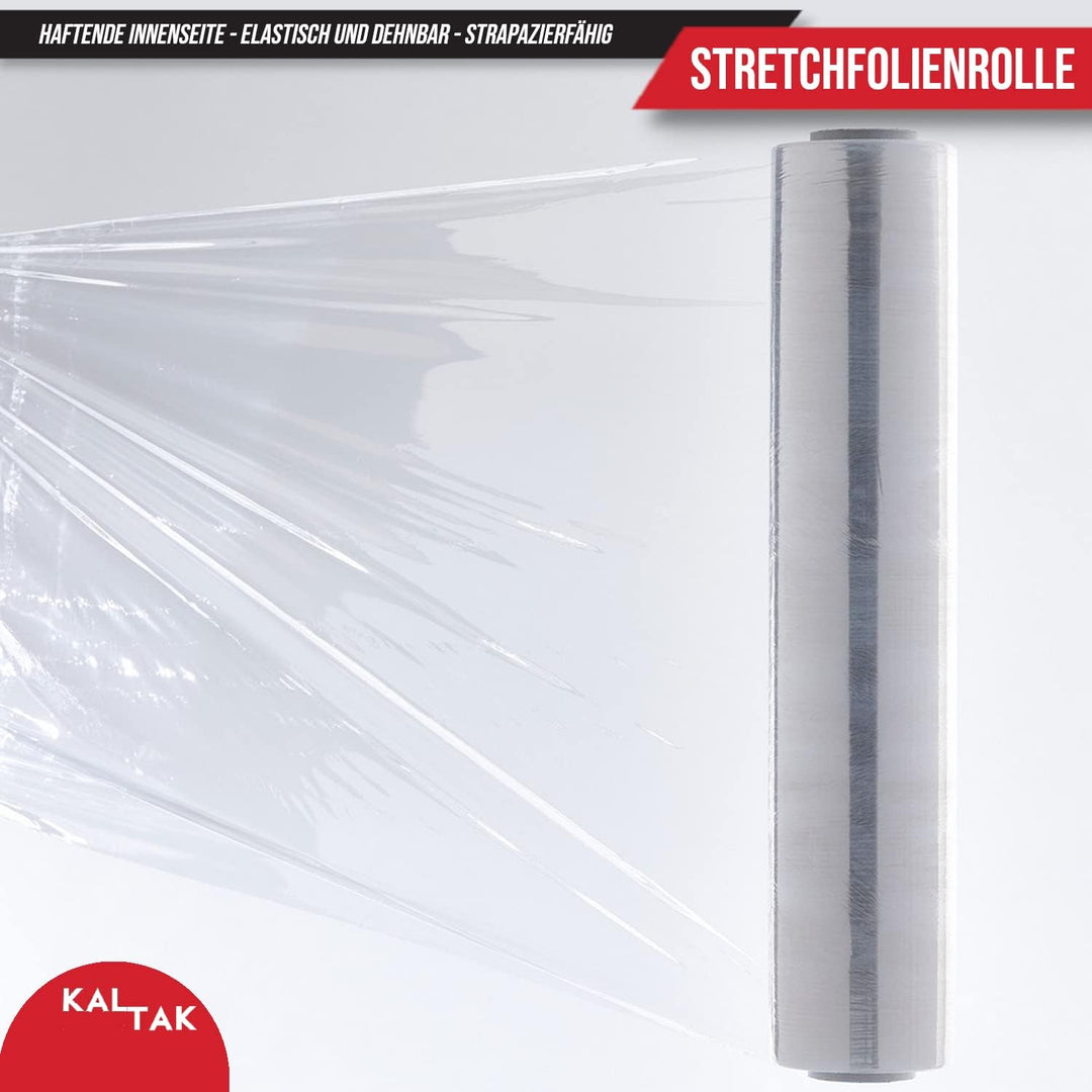 KALTAK Wickelfolie Stretchfolie Handstretchfolie transparent bis 450m [gestretcht] Rolle 300m ungede