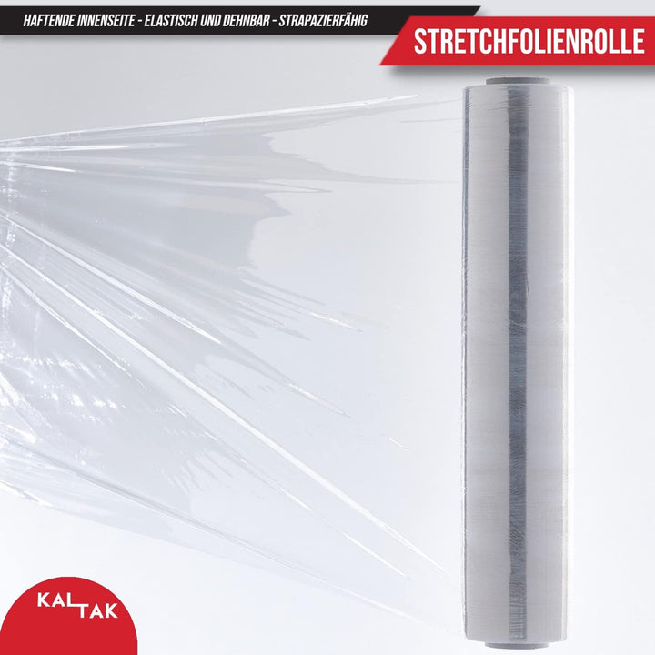 KALTAK Wickelfolie Stretchfolie Handstretchfolie transparent bis 450m [gestretcht] Rolle 300m ungede