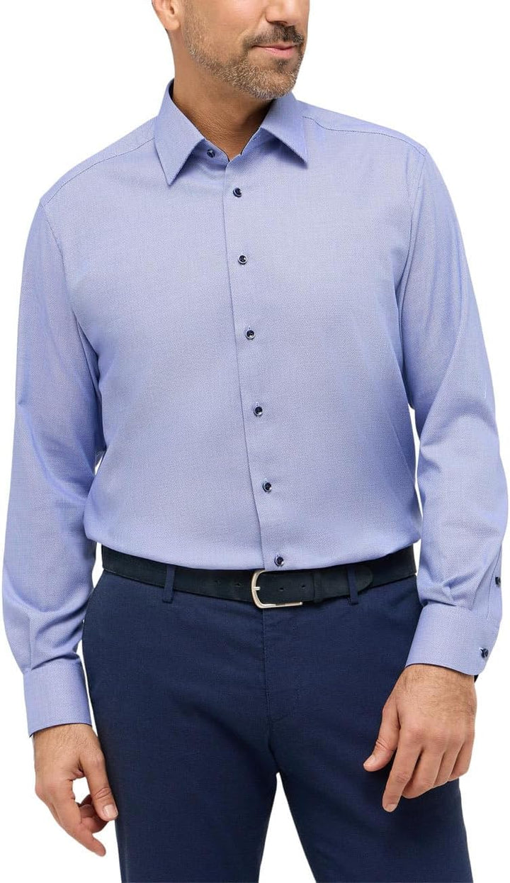 ETERNA Herren Hemd Comfort Fit Langarm Kent 42 Kragen / 67 Ärmel Royal Blau, 42 Kragen / 67 Ärmel Ro