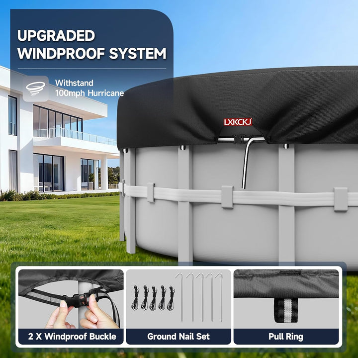 LXKCKJ Runde Poolabdeckung für oberirdische Pools- Lagertank Poolabdeckung mit Kordelzug Design-Whir