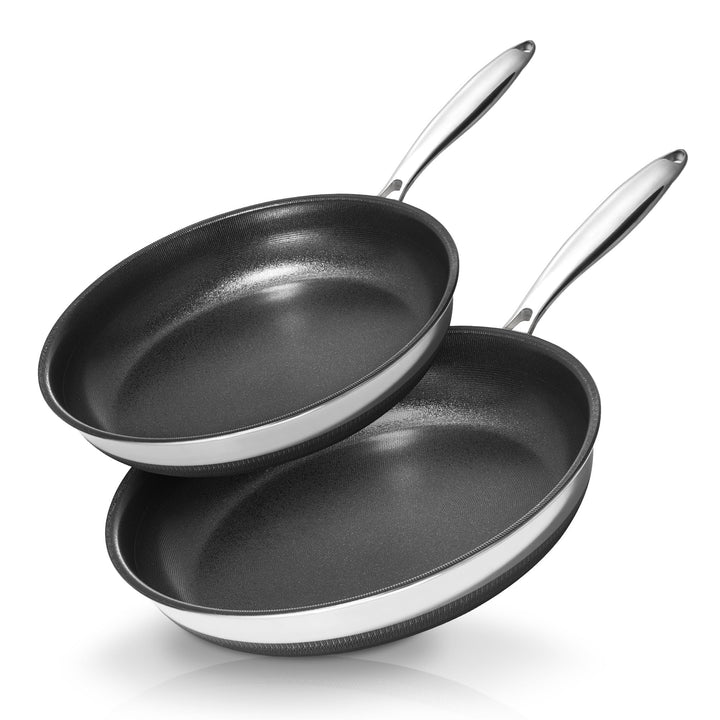 KOKHUB Titan-Keramik Pfannenset Induktion 2-teilig, 24+28 cm Tri-Ply-Edelstahl Bratpfannen, PFAS/PFO