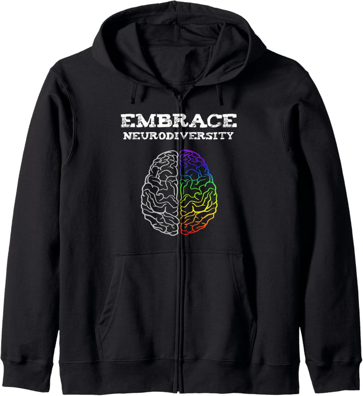 Embrace Neurodiversity Autismus ADHS ASD Rainbow Brain Kapuzenjacke