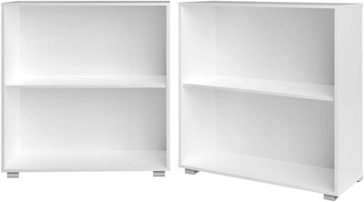 Casaria® Bücherregal 77x60x28cm Weiss Holz 2 Fächer Boden Höhenverstellbar 150kg Belastbarkeit Kipps