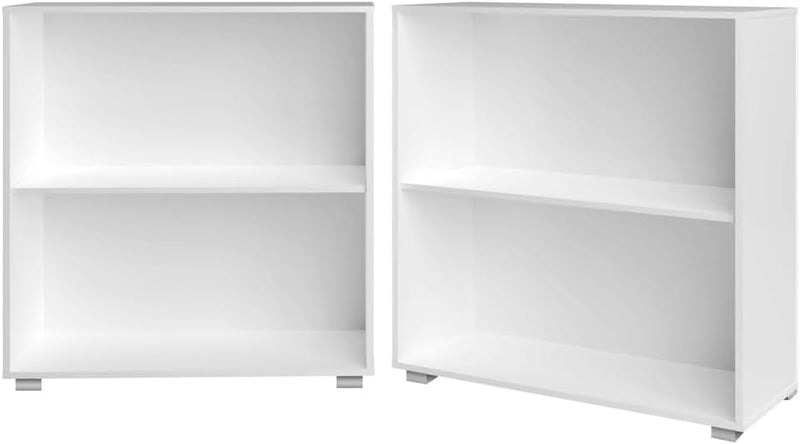 Casaria® Bücherregal 77x60x28cm Weiss Holz 2 Fächer Boden Höhenverstellbar 150kg Belastbarkeit Kipps